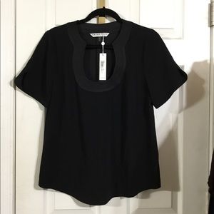 Trina Turk Haiden Scoop Neck Black Blouse Sz.M